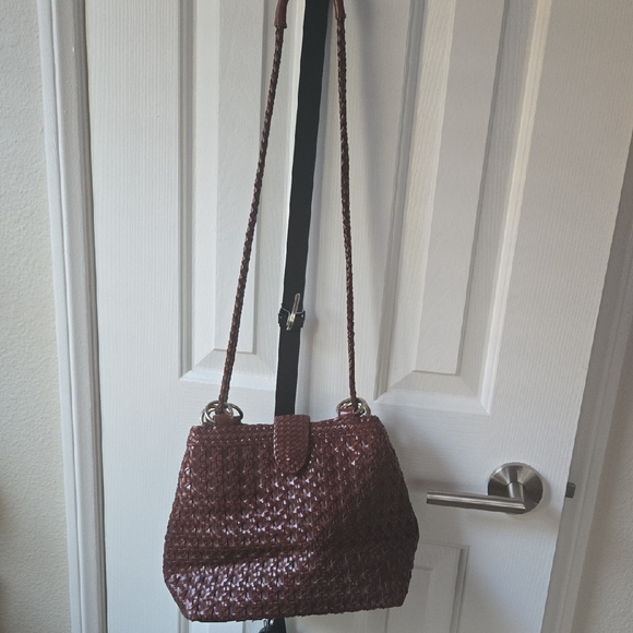 unbranded Handbags - Oxblood Woven Shoulder BUCKET Bag